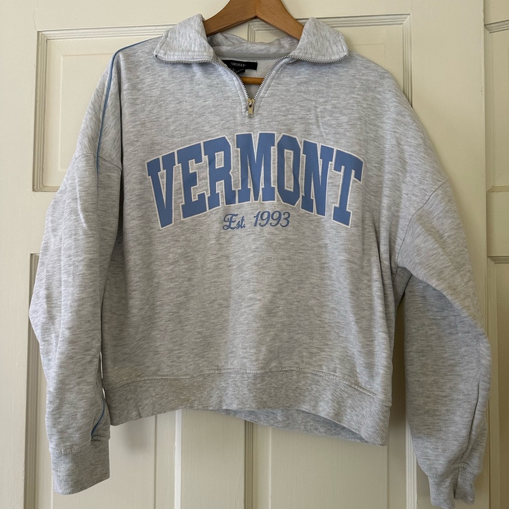 Forever 21 Gray Vermont Half-Zip Sweater
